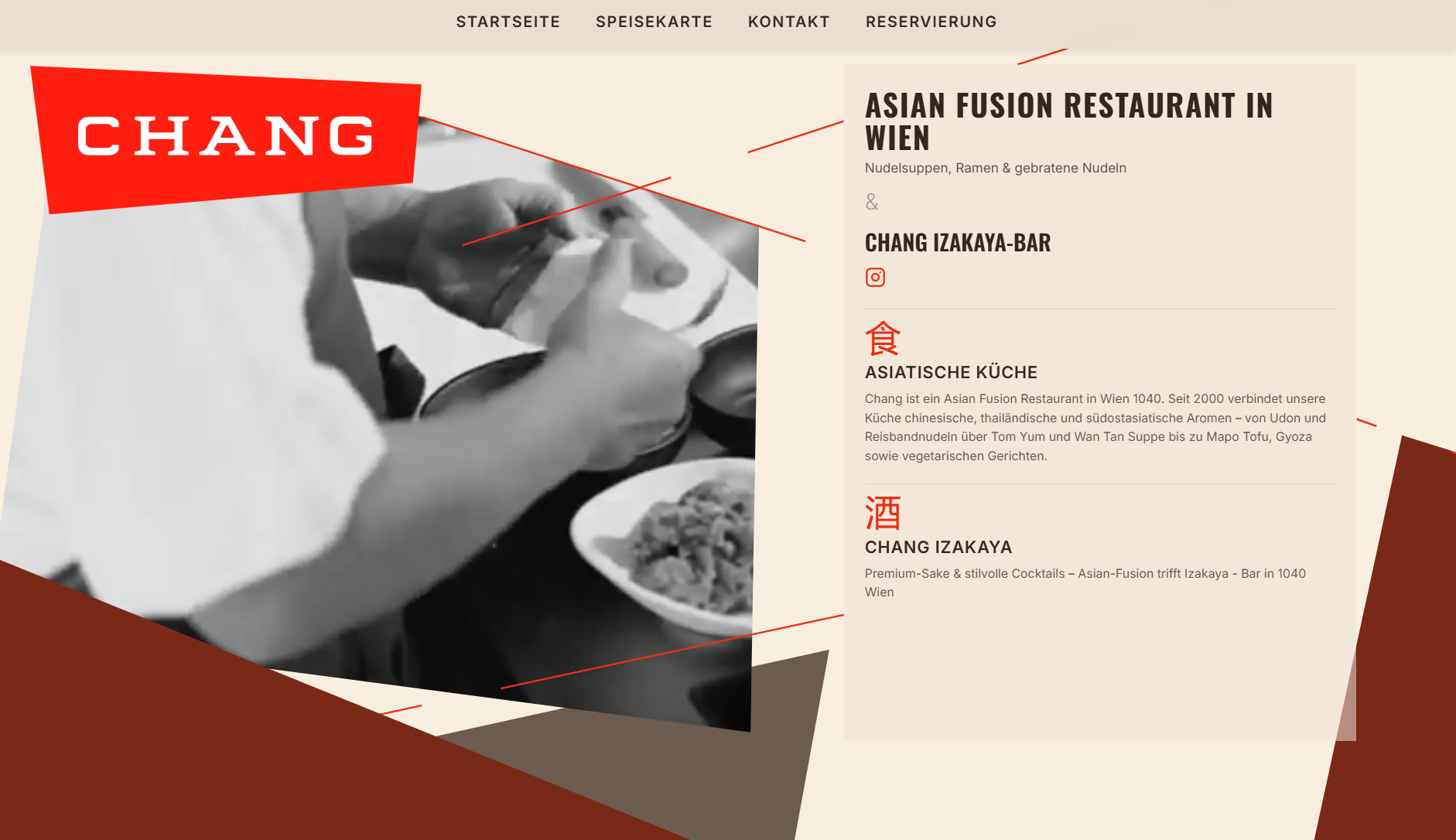 Website-Projekt Chang.at (Asiatisches Restaurant) — umgesetzt von Werbegrafik Design
